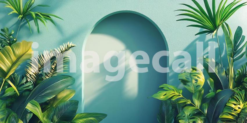 Lush Tropical Archway Serene Background for Design Projects