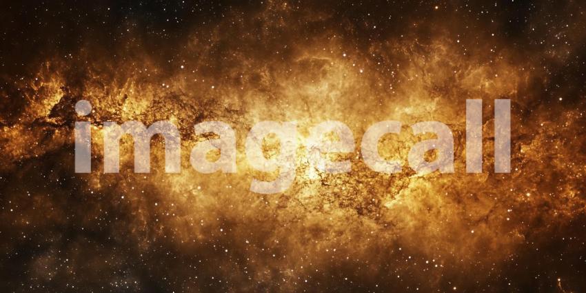 Cosmic Nebula Golden Galactic Dust and Stars