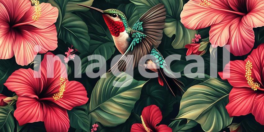 Vibrant Hummingbird  Hibiscus A Tropical Paradise