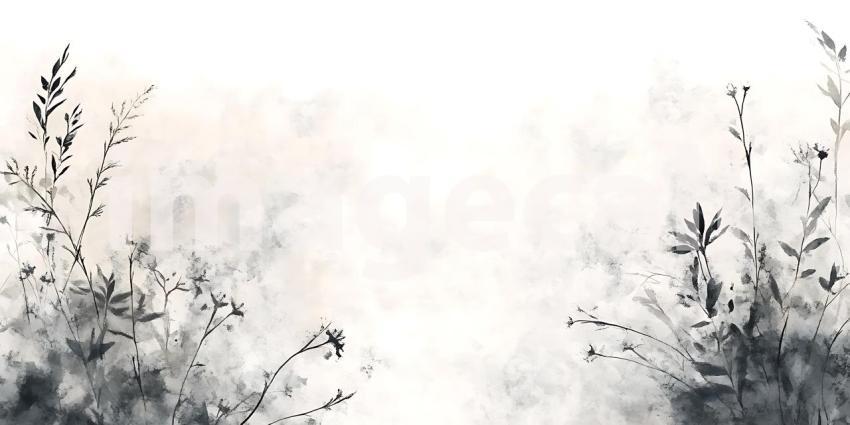 Elegant Black and White Ink Wash Painting Perfect for Minimalist