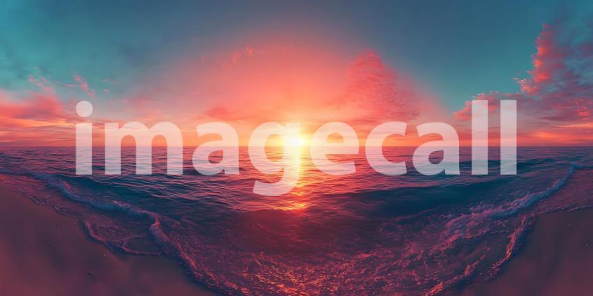 Stunning Sunset Ocean Panorama Vibrant Colors  Serene Seascape