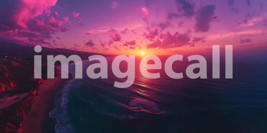 Epic Sunset Vibrant Coastal Panorama