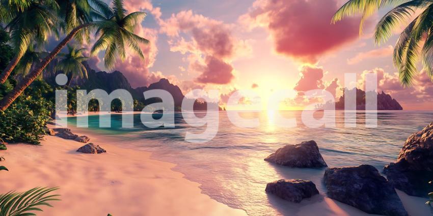 Serene Tropical Sunset Beach Paradise