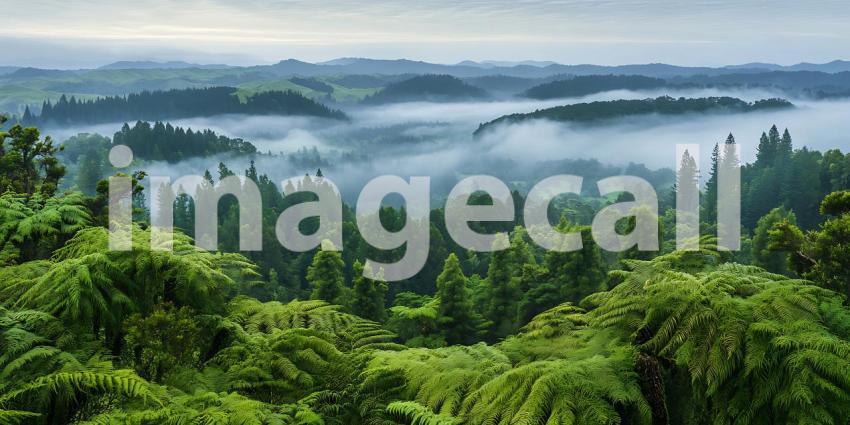 Misty Mountain Forest Panorama Breathtaking Nature Scene