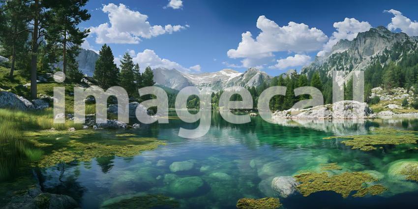 Stunning Alpine Lake Picturesque Mountain Scenery  Crystal Clear