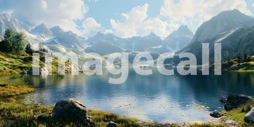 Stunning Mountain Lake Landscape Breathtaking Scenery for Your P