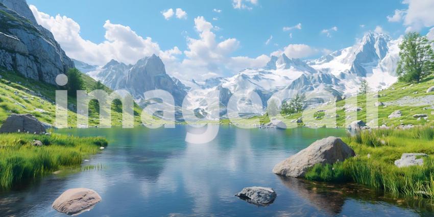 Serene Mountain Lake Picturesque Landscape Photography