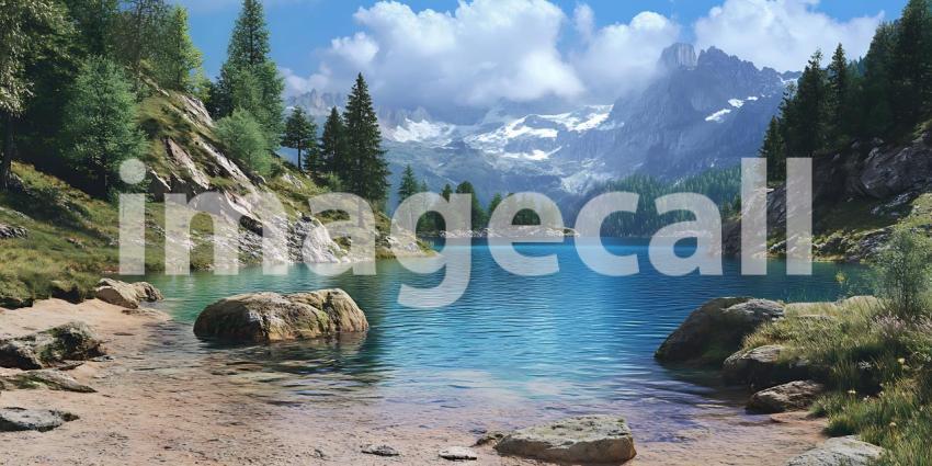 Serene Mountain Lake Picturesque Alpine Scenery