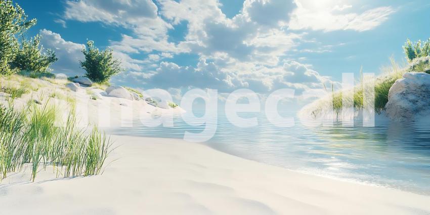 Stunning Beach Scene Serene Coastal Landscape Photo