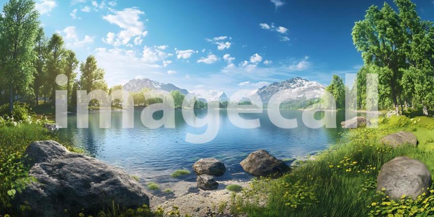 Serene Mountain Lake A Breathtaking Panorama