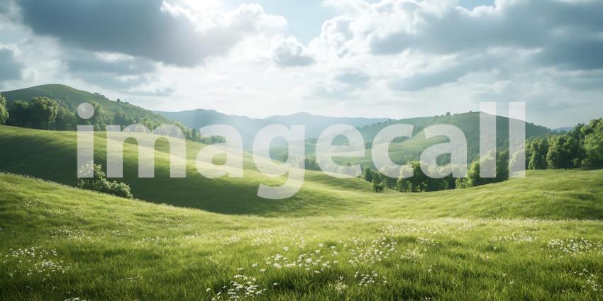Serene Rolling Hills Landscape Picturesque Meadow Vista