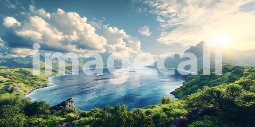 Serene Landscape Breathtaking Aerial View of Coastal Paradise