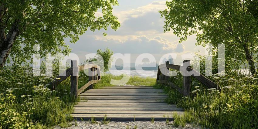 Serene Lakeside Pathway Tranquil Nature Scene