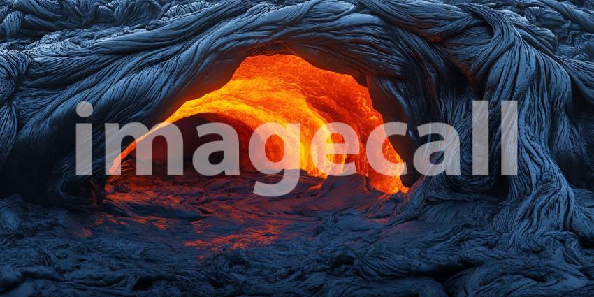 Volcanic Lava Cave Intense Orange Glow in Dark Rock