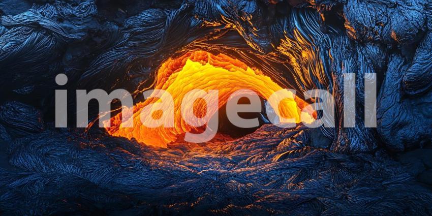 Fiery Lava Flow Volcanic Eruption CloseUp