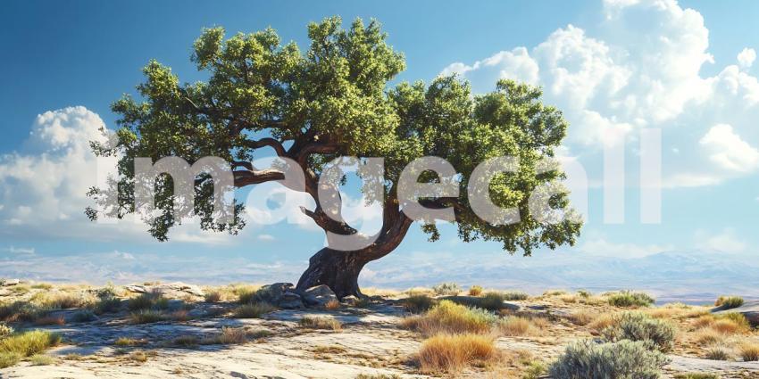 Majestic Lone Tree Scenic Landscape Photograph