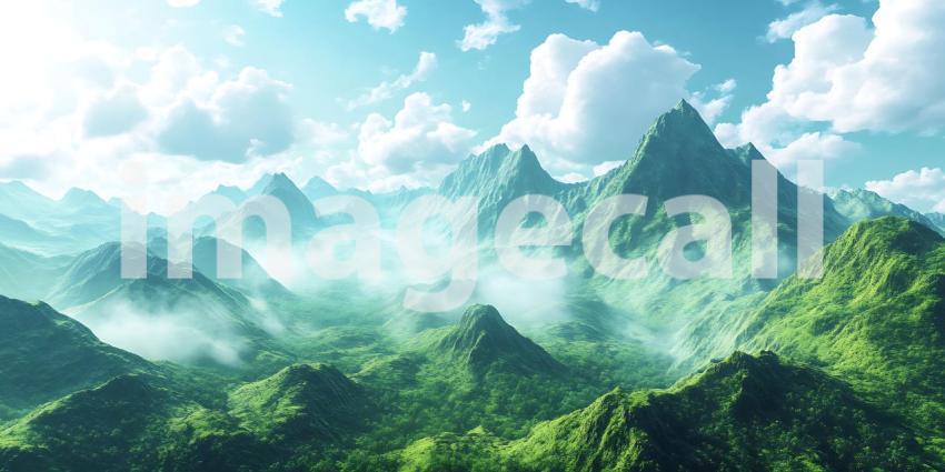 Majestic Mountain Landscape Breathtaking Aerial View of Lush Gre