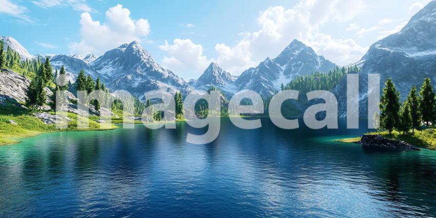 Stunning Mountain Lake Landscape Perfect Nature Background