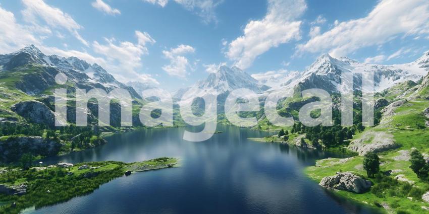 Stunning Alpine Lake and Mountain Landscape Breathtaking Nature