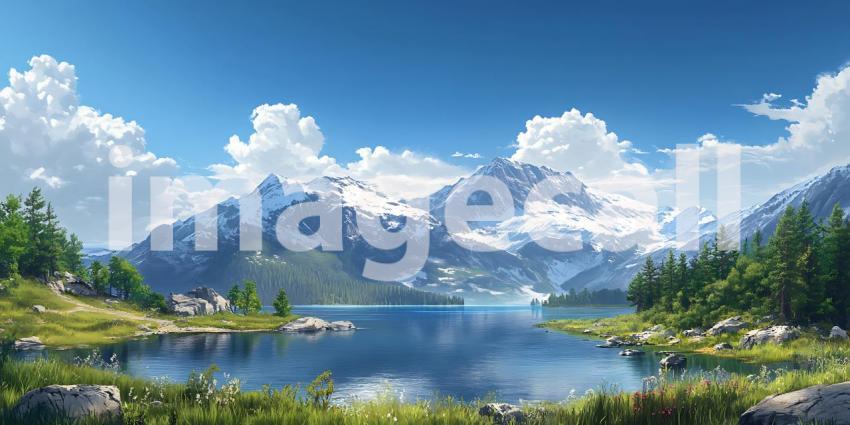 Majestic Mountain Lake Stunning Alpine Scenery