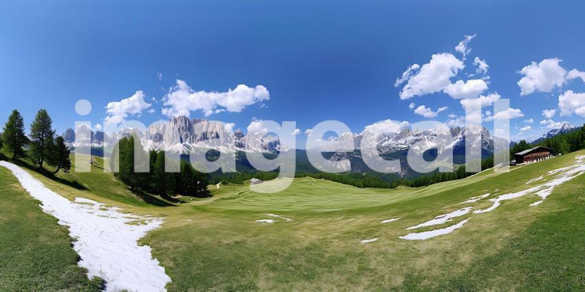 Stunning Panoramic View of Majestic Dolomites Mountains