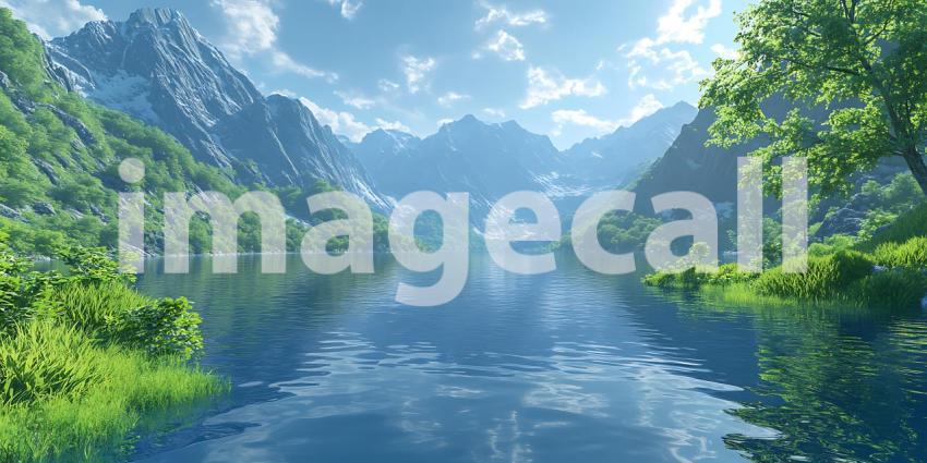 Lush Green Valley Landscape Serene Nature Scene for Backgrounds