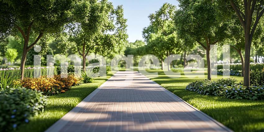 Serene Park Pathway A Tranquil Landscape