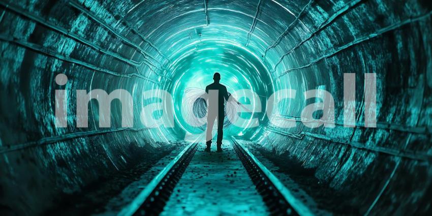 Futuristic Portal Cyan Digital Art Background