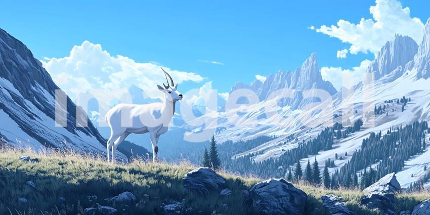 Majestic Mountain Goat Alpine Vista
