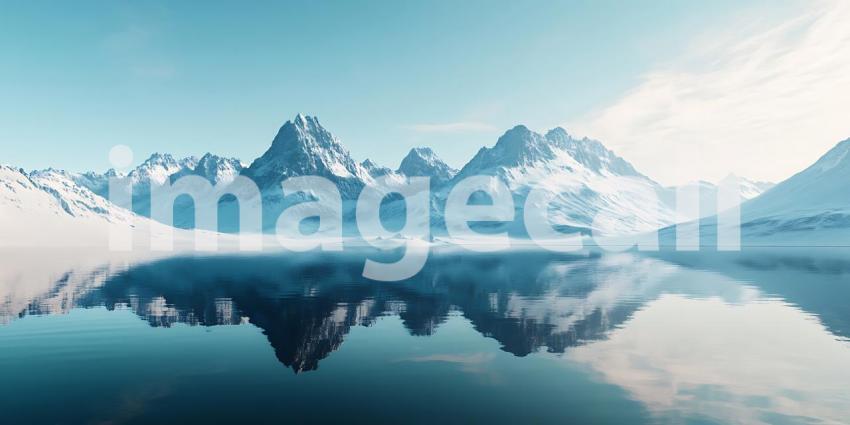 Serene Mountain Lake Reflection A Panoramic Vista