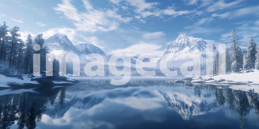 Stunning Winter Landscape Mountain Lake Reflection