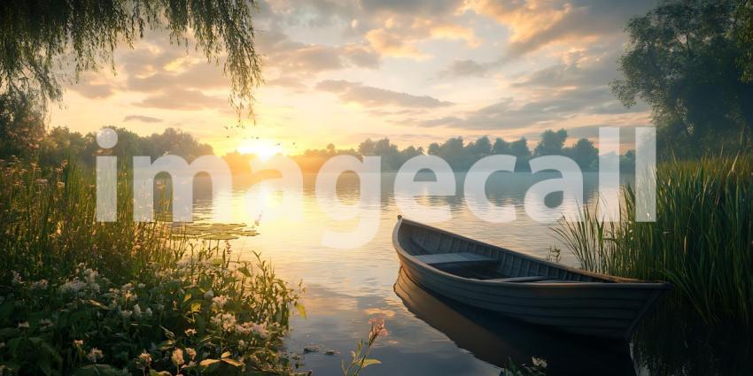 Sunrise River Scene Serene Landscape Photo