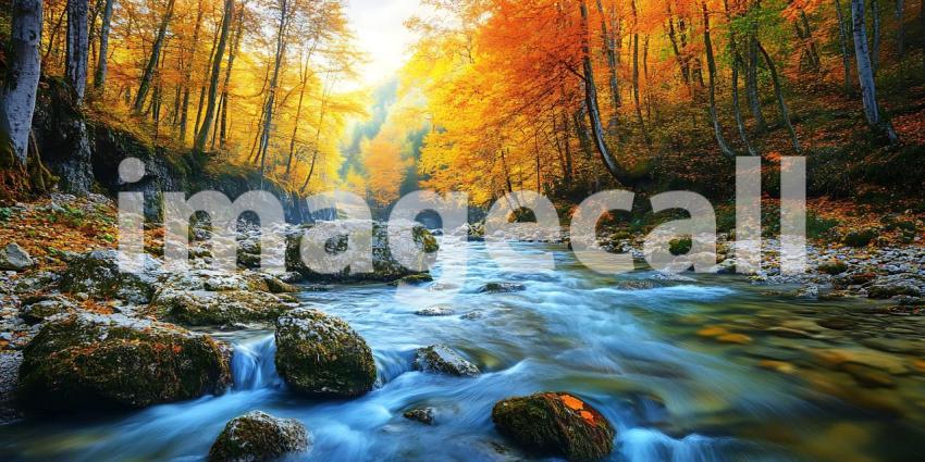 Autumn River Scene Tranquil Nature Escape