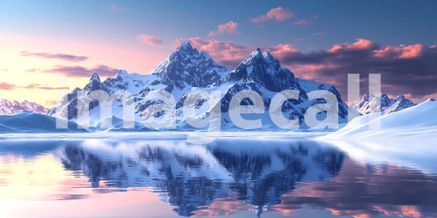 Majestic Mountain Reflection Serene Winter Landscape