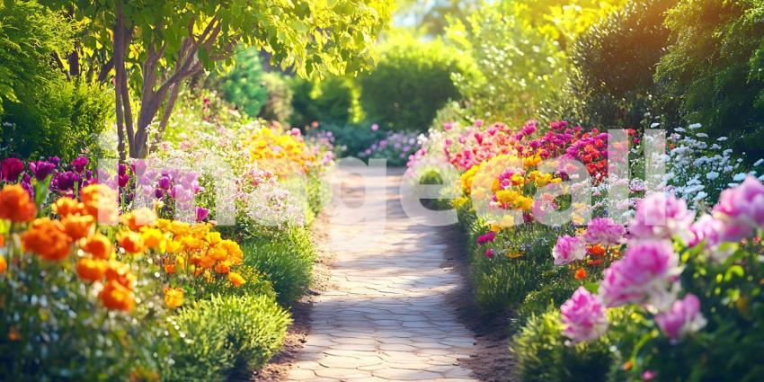 Vibrant Garden Path A Serene Landscape