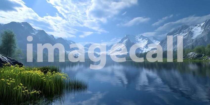 Stunning Mountain Lake Landscape Scenic View for Backgrounds