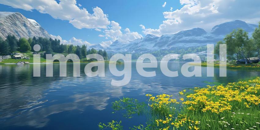 Serene Mountain Lake Picturesque Landscape Photography