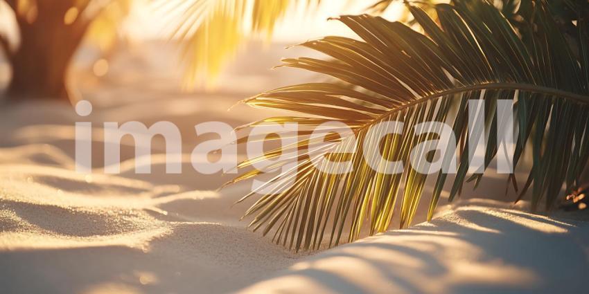 Winter Sunrise Pine Branch in Snow