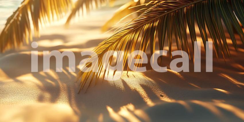 Golden Hour Palm Trees Tropical Beach Sunset Background
