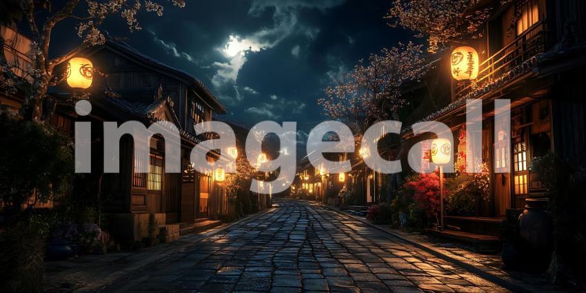 Enchanted Night Street A Dark Fantasy Cityscape