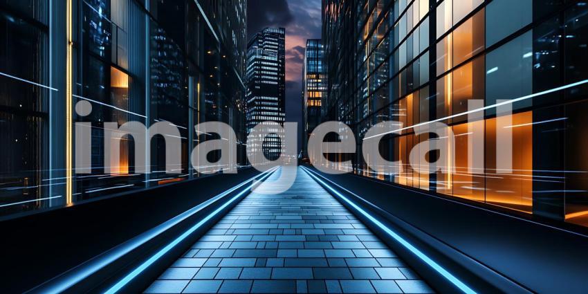 Cyberpunk Cityscape Nighttime Alleyway Futuristic Urban Environm