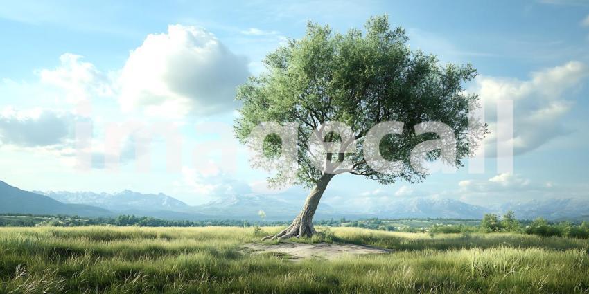 Solitary Tree Landscape Peaceful Nature Scene