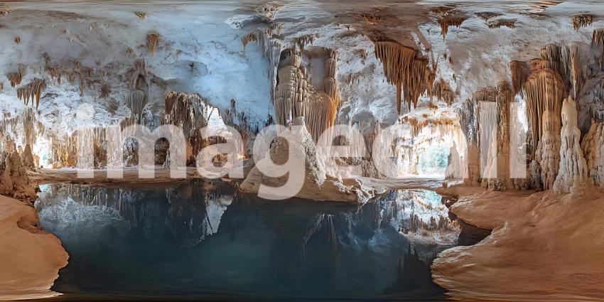 Cave Pool Stunning Blue Water  Mineral Formations