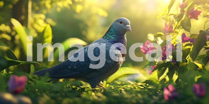 Stunning Bird in Lush Garden Vibrant Nature Photography for Prin
