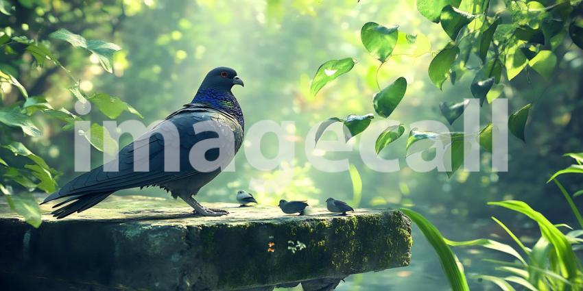 Majestic Bird in Lush Rainforest Serene Nature Photography
