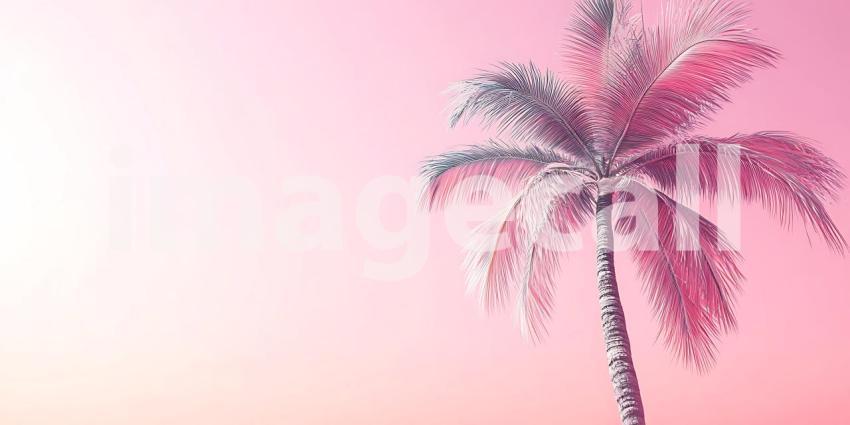 Pink Palm Tree Silhouette Tropical Background