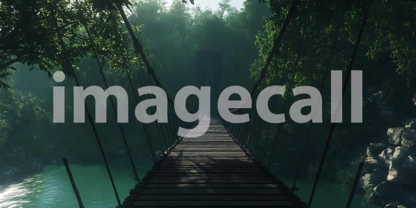 Jungle Bridge A Thrilling Walkway Through Lush Foliage