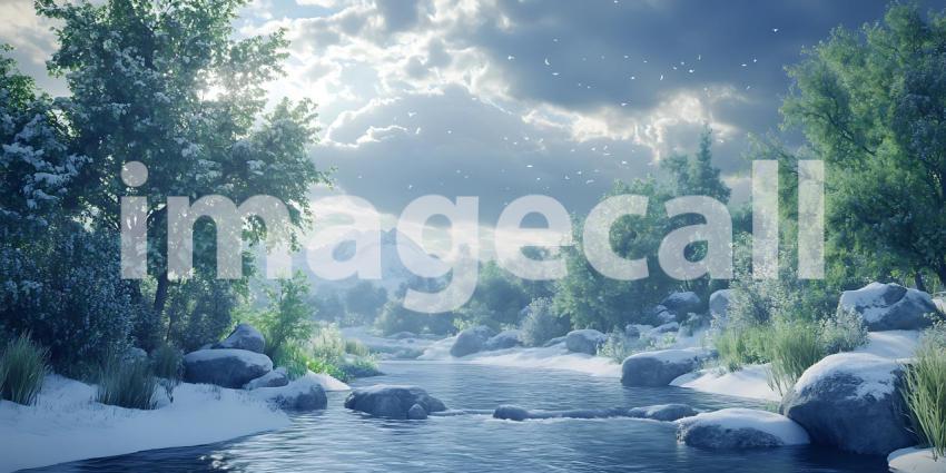 Winter Wonderland Serene Snowscape Scene