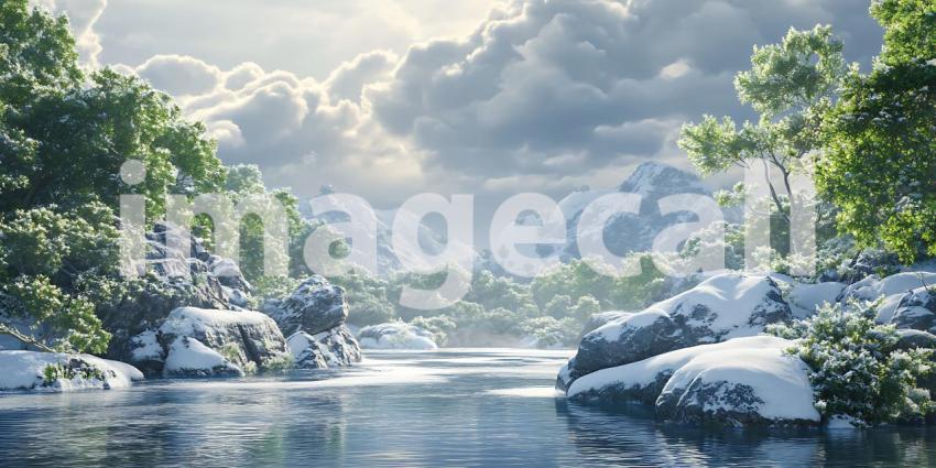 Winter Wonderland Stunning Snowy Mountain Landscape