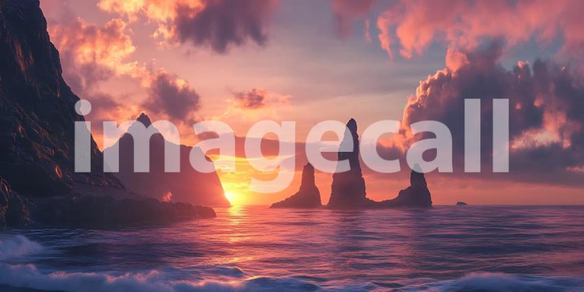 Stunning Sunset Landscape Dramatic Ocean Cliffs  Vibrant Sky